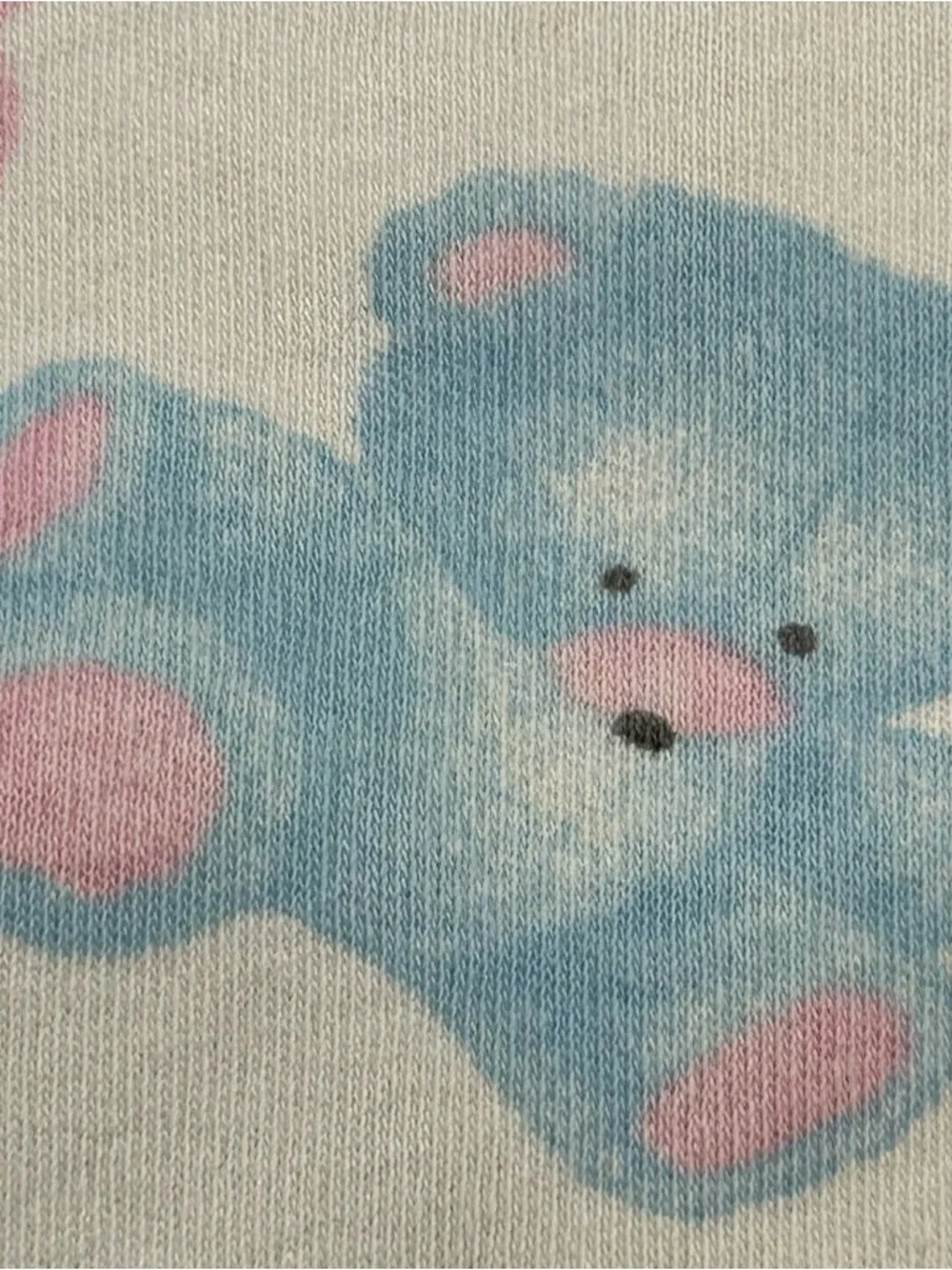 Vintage 90s Carter’s Teddy Bear Baby Blanket Pastel Blue Pink Green 100% Cotton